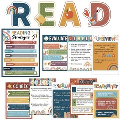 Colarr 13 Pcs Boho Reading Posters for Classroom Decorations Reading Strategi…