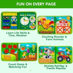 Montessori Busy Book for Toddlers 1-3 – Farm Animal Sensory Busy Board for 1 …