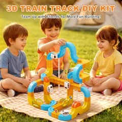 Electric klick Rail Infinity 3D Train Set, Building Stem Toys for Boys 127 Pcs
