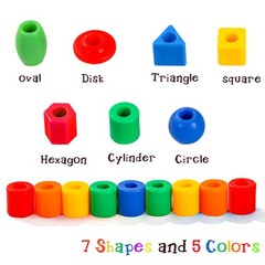 Lacing Beads for Toddlers (60 Stringing Beads,4 Strings) -Educational Montess…
