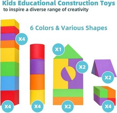 Toddler Foam Building Blocks 18M Plus Non Toxic EVA Set Large Soft Stacking Toys