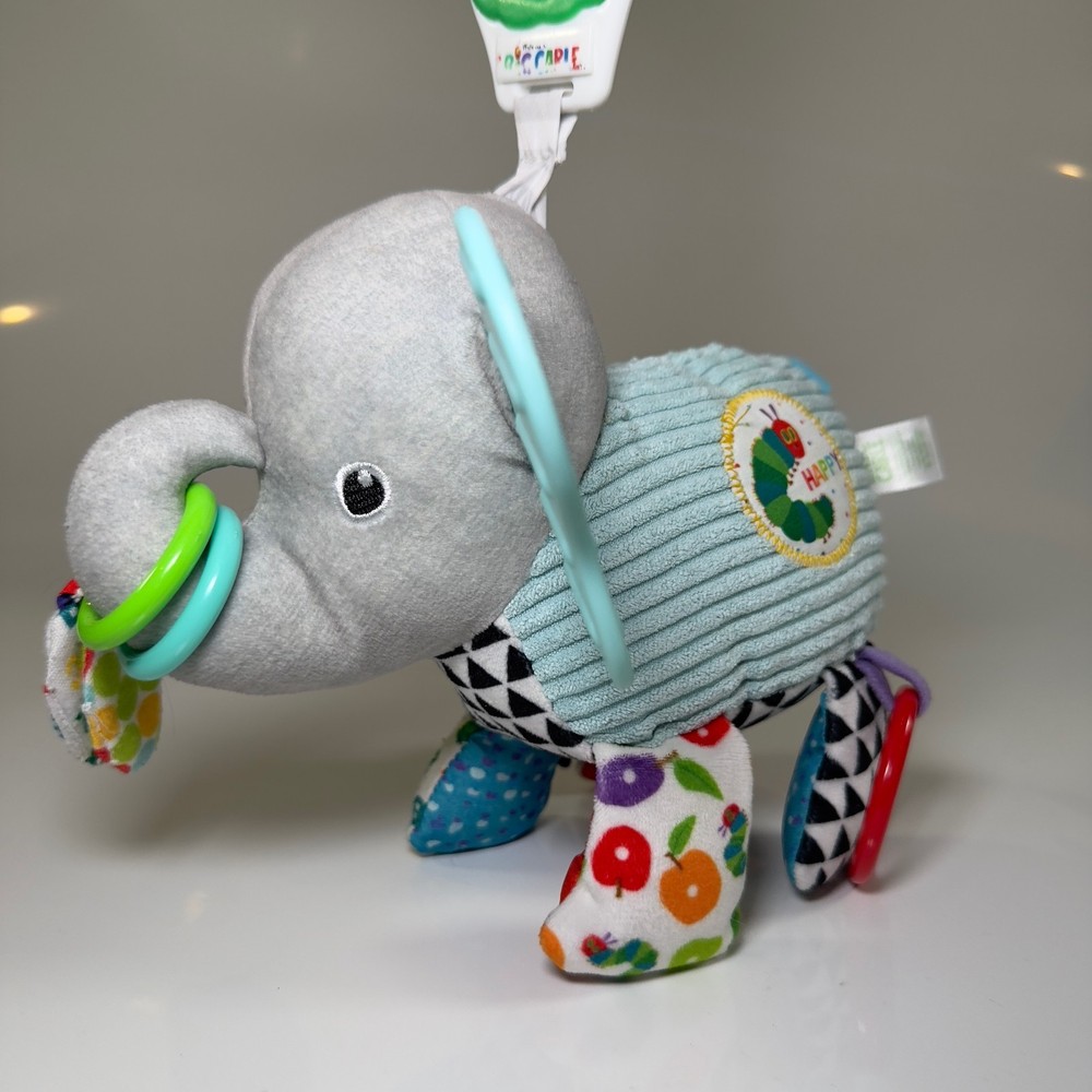 Eric Carle Elephant Plush Rattle Crinkle Hanging Toy Car Seat Stroller Activity