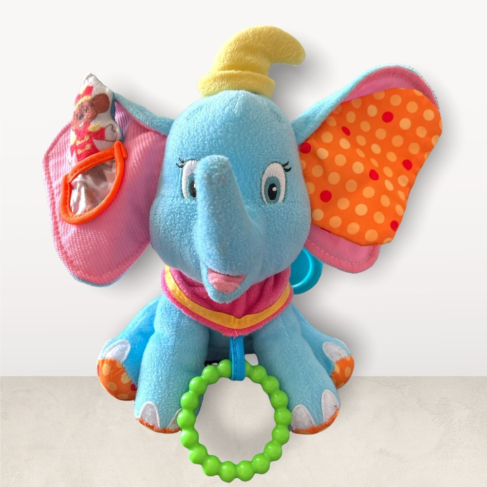 9″ Disney Baby Dumbo Activity Toy Plush Stuffed Rattle Crinkle Teether