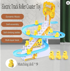 9 Electric Small Ducks Climbing Stairs Trackwith Flashing Lights & Music On/Off