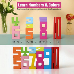 20PCS Wooden Number Blocks 1 10 Montessori Math Learning Toy for Kids Toddler