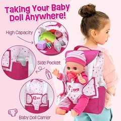 Baby Doll Accessories Playset, Baby Doll Care Toys with Changing Bag Backpack…
