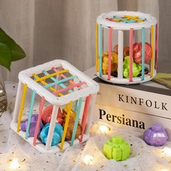 Baby Montessori Shape Sorter Cube Rainbow Colorful Blocks Educational Game Toy
