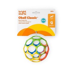 Bright Starts Oball Easy Grasp Classic Ball BPA-Free Infant Toy in Red, Yellow,B