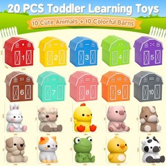Learning Toys for 1,2,3 Year Old Toddlers, 20Pcs Farm Animals Toys Montessori…