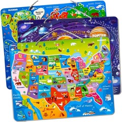 Educational Magnetic Puzzles for Kids 3-5: World, USA, Space