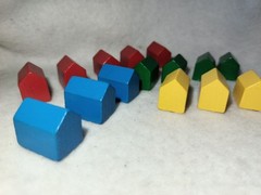 15 Pc. Lot Diorama Rainbow Blocks Little Houses Wooden Geometric Toy Repurpose