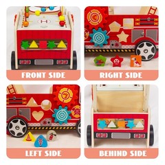Wooden Baby Walker with Bead Maze for 1 Year Old and up, Wood Push Toy for 12…