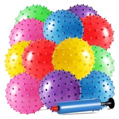 12 Pack Bouncy Ball Knobby Massage Ball, 5″ Spiky Sensory Toy for Kids & Adul…
