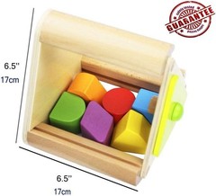 Babe Rock Wooden Plug-In Shape Sorter Box Montessori Toy 12 Pc Ages 12M+