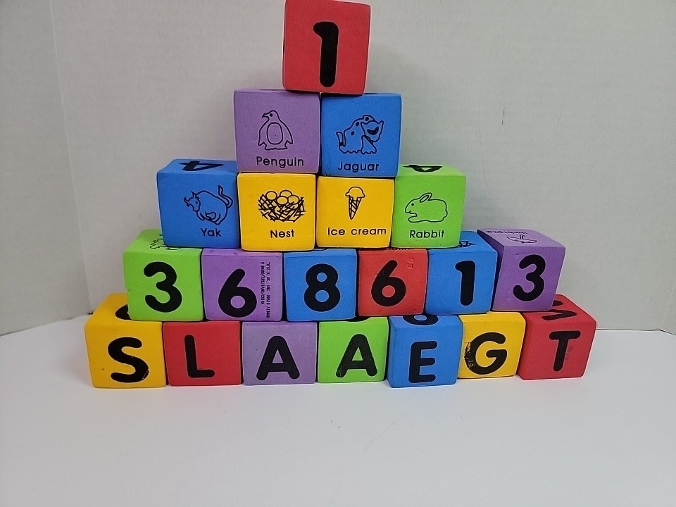 Toys R Us Soft Foam Alphabet Number Animal Blocks Lot 23 Toddler Learning