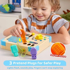 Busy Board with LED Light Switches Montessori Toys for Kids Baby 18 Months Old +