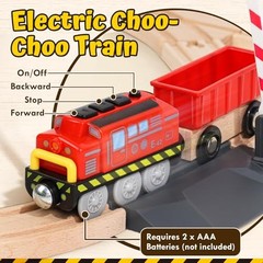 68PCS Wooden Train Set – Toy Train Set for Toddlers 2-4, Wooden Construction