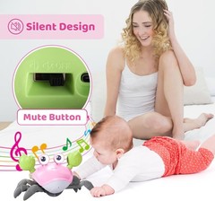 Interactive Crawling Crab Toy for Babies with Rechargeable Battery Pink Color