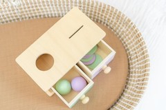 Montessori Wooden Shape Sorter Toy for 1-3 Year Old with Object Permanence Focus