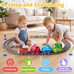 Train Set for Toddlers 2-4 with Steam, Music&Light, Electric Train Toy Set