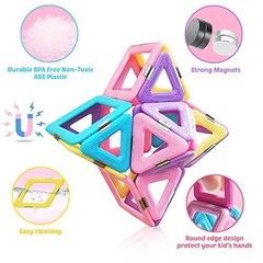 Tolnetr 124PCS Magnetic Tiles Building Blocks STEM Castle Toy Kids Age 3+
