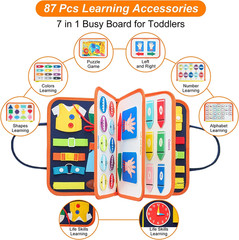Busy Board Educational Toy for Toddlers 2-4 Year Old, Montessori Preschool Learn