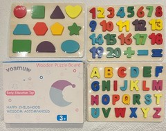 Wooden Puzzles for Toddlers, 3pack Numbers Alphabet Shapes for Kids 3+ Sealed