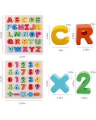 New — Baby Kids Learning Toys Wooden Alphabet Number Puzzle ABC Letters Board
