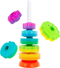Spinning Stacking Toys for Babies 12+ Month Rainbow Ring Flowers Animals Fruits