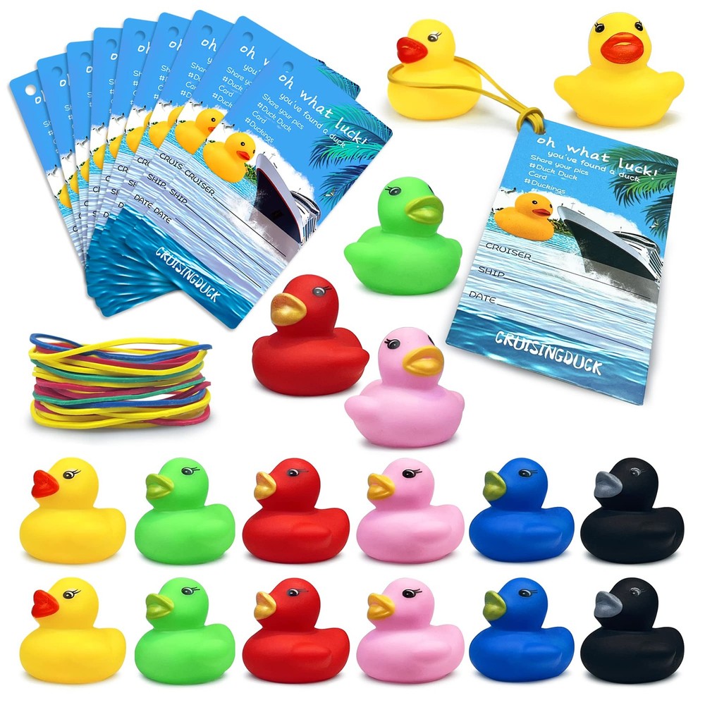 72 PCS Duck Cruise Kits Duck Tags Bands for Hiding Carnival, Duck Card Tags..