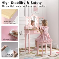 labebe Kids Vanity, Girls Vanity Desk with LED Changing Lights, Pretend Play …