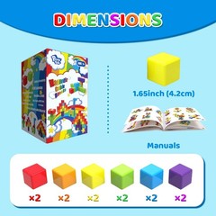 Magnetic Building Blocks Large, 1.65 inch Magnetic Stacking Cubes for Toddlers,