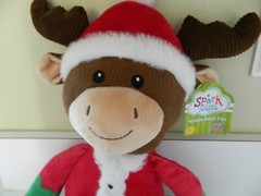 Spark Create Imagine Moose Reindeer Christmas Plush Baby Rattle Holiday Toy 19”