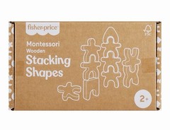 Fisher-Price Wood Montessori Toy Stacking Shapes 16-pc Wooden Learning Activity