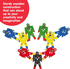 Stacking Robots – Colorful Wooden Stacking Toy for Kids – 9 Pcs. Fun Puzzle for