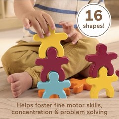 Fisher-Price Wood Montessori Toy Stacking Shapes 16-pc Wooden Learning Activity
