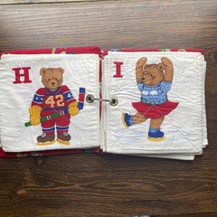 ABC Bear Alphabet Cloth Book Occupations Soft Washable Baby Toddler Handmade
