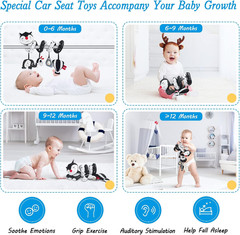 Car Seat Toys for Babies 0-6 Months, Black and White High Contrast Baby