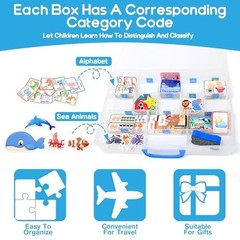 Busy Book with Classified Storage Box & Double-Sided Writing Board, 15 Themes…