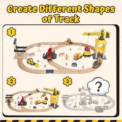 68PCS Wooden Train Set – Toy Train Set for Toddlers 2-4, Wooden Construction
