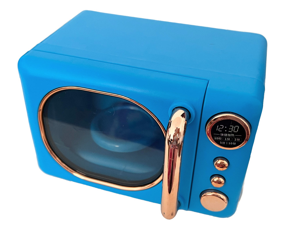 Blue Children Novelty Lifelike Plastic Mini Microwave Spinning Tray Toy (Works)