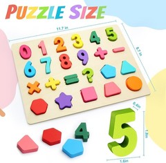 Wooden Puzzles for Toddlers, Number Shape Toddler Puzzles, Number Blocks Toys…