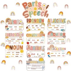 Sherr 26 Pcs Parts of Speech Posters for Classroom, Boho Grammar Posters Educ…