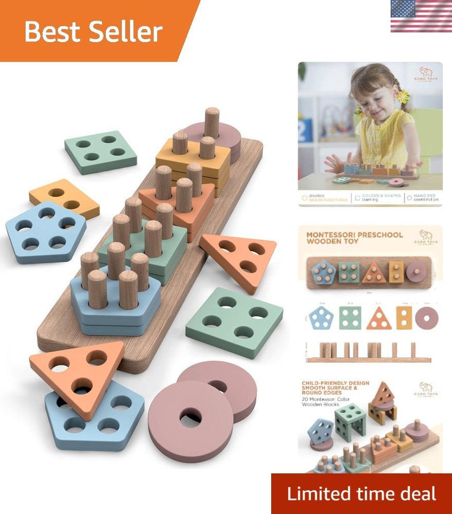 Eco-Friendly Montessori Shape Sorter – Engaging 20-Piece Puzzle for Safe Play