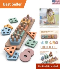 Eco-Friendly Montessori Shape Sorter – Engaging 20-Piece Puzzle for Safe Play