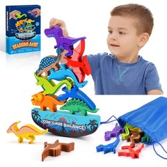 Dinosaur Toys for Kids 3-5: Wooden Stacking Montessori Toys for 3 4 5 6 7 8 Y…