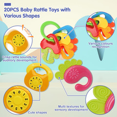 20PCS Baby Rattles Set for 0-12 Months, Infant Grab and Shake Toy