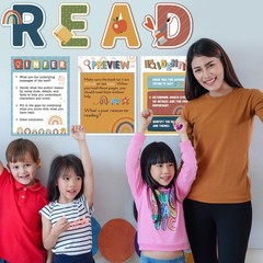 Colarr 13 Pcs Boho Reading Posters for Classroom Decorations Reading Strategi…