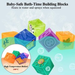 Baby Blocks, 9PCS Soft Squeeze Building Blocks Stacking Toys for 6+ Months Ba…