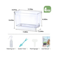 Self Watering Planters – 4 Pack Rectangular Clear Plant Pots wi… Fast USA SHIP